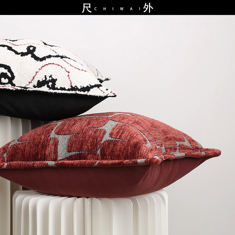现代轻奢高端酒店样板间红色高档抱枕客厅沙发高级感靠枕靠垫套
