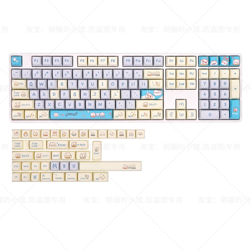 小喵咪键帽机械g键盘喵喵方块xda热升华主题可爱女生108蓝色87hi7