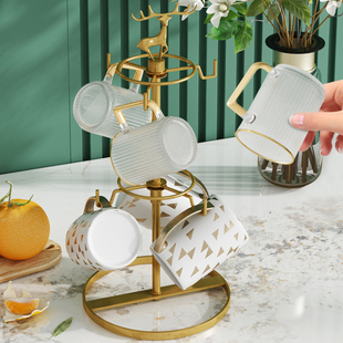 轻奢水杯架子倒挂放咖啡杯马克杯茶杯置物收纳架客厅餐桌欧式家用