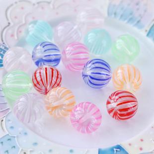 日系甜美可爱彩色条纹糖果珠通孔diy手串吊坠挂件手链项链配件