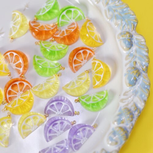 日系清新少女风多彩柠檬吊饰手工DIY手帐挂件耳饰包挂拉链扣配件