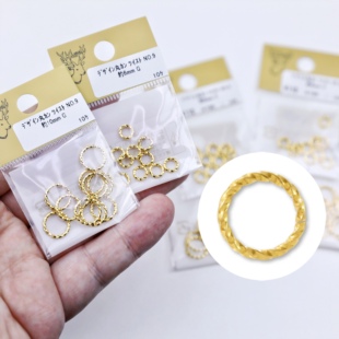 日本进口贵和KIWA扭曲纹NO.9小麻花开口圈DIY手作饰品基础配件