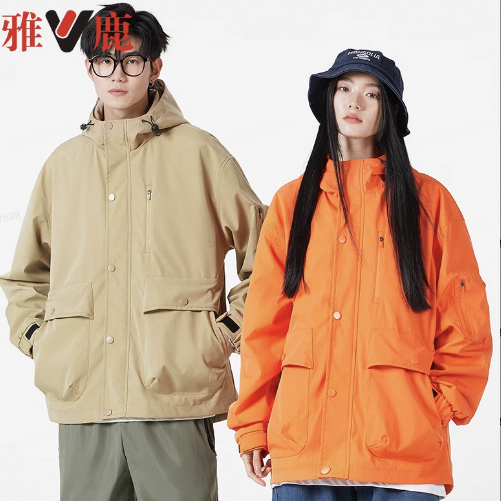 雅鹿男装女装春秋款休闲工装连帽外套立领防风防水户外冲锋衣夹克_淘宝内购会_