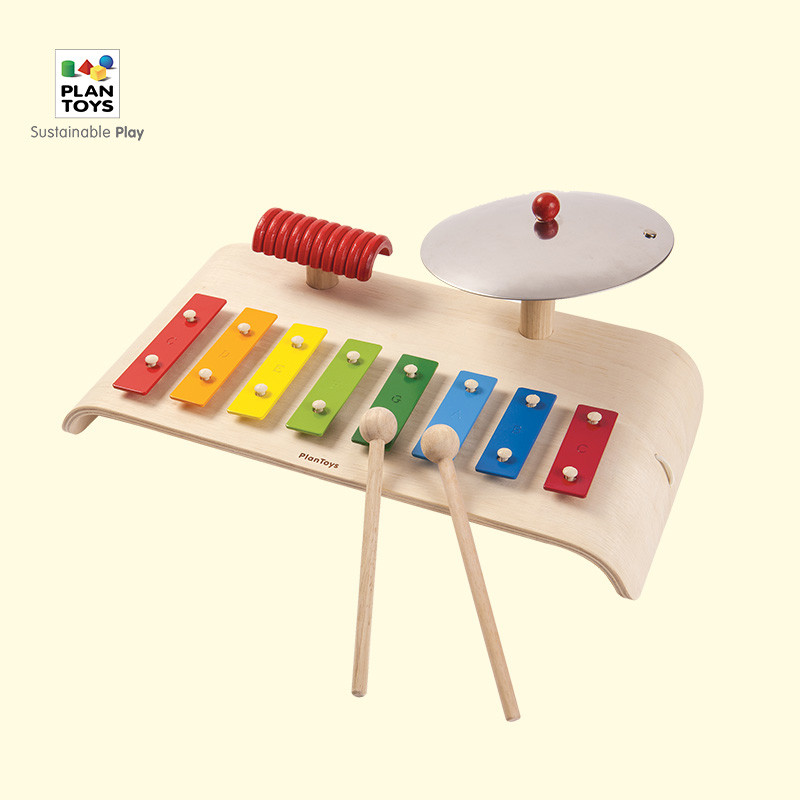 plantoys儿童八音琴乐队组合响板音乐乐器木制玩具礼物6422