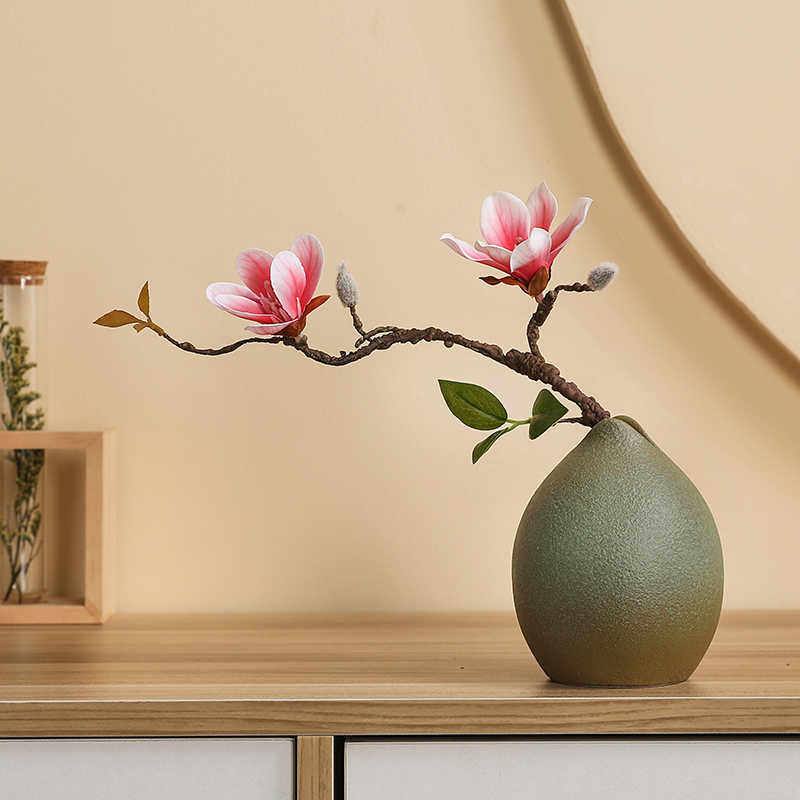 办公室桌面花瓶假花水培干花摆件装饰餐桌家居插绿植高级感小口