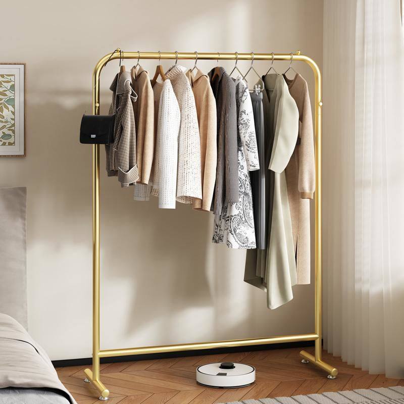 简易晾衣架落地适宜家用卧室挂杆挂衣架阳台室内特粗单杆衣服架子