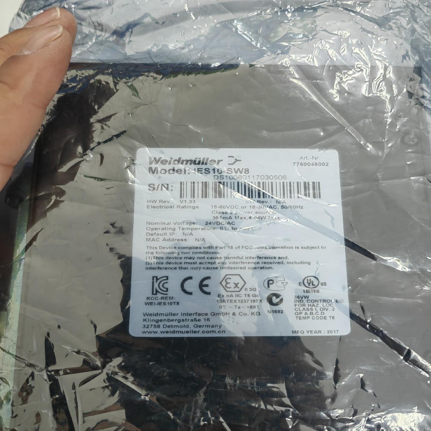 议价~魏德米勒交换机IES10-SW8 八口订货号77600480