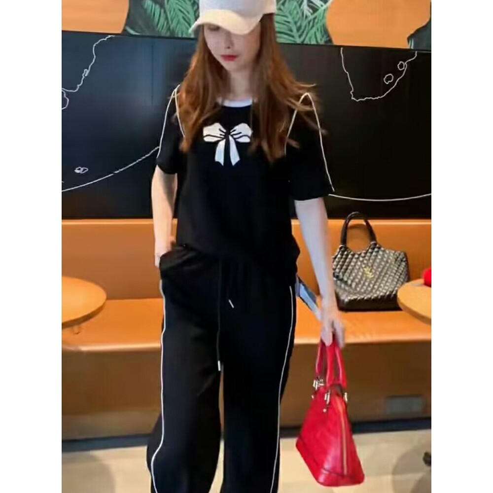欧洲站时尚休闲运动套装女夏薄款2025年新款网红炸街小个子两件套