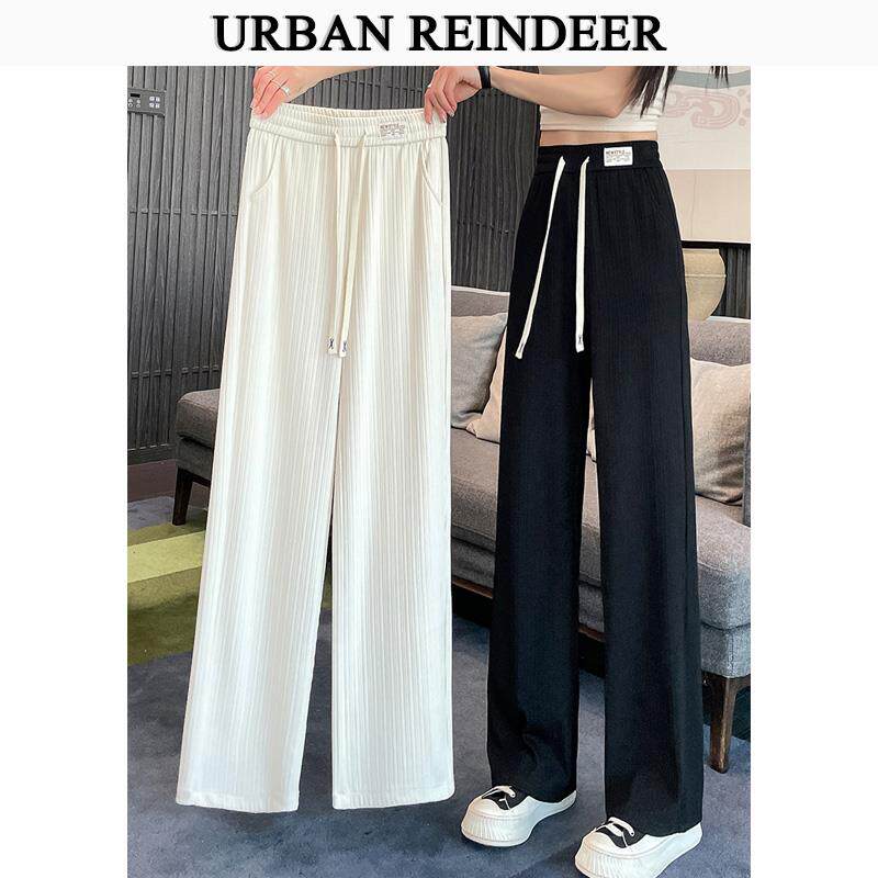 UR窄版冰丝阔腿裤女夏季薄款高腰垂感宽松大码显瘦百搭直筒休闲裤