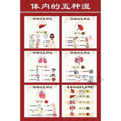体内的五种湿中医海报美容院寒湿体质是万病之源贴纸养生馆自粘