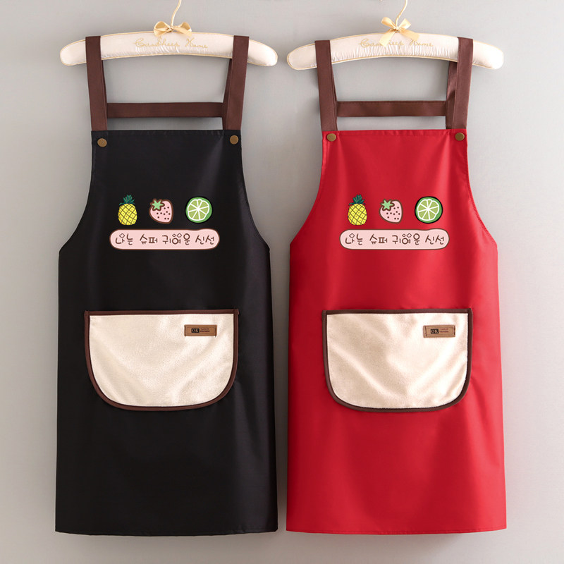 防水防油时尚擦手兜背带围裙