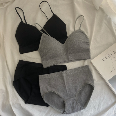 2025爆款无钢圈聚拢吊带胸罩女性感学生内衣内裤文胸套装内衣新款