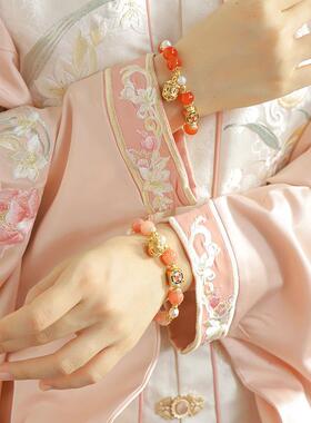 新年中式香囊手串古风镂空香薰球香丸珍珠手链礼品