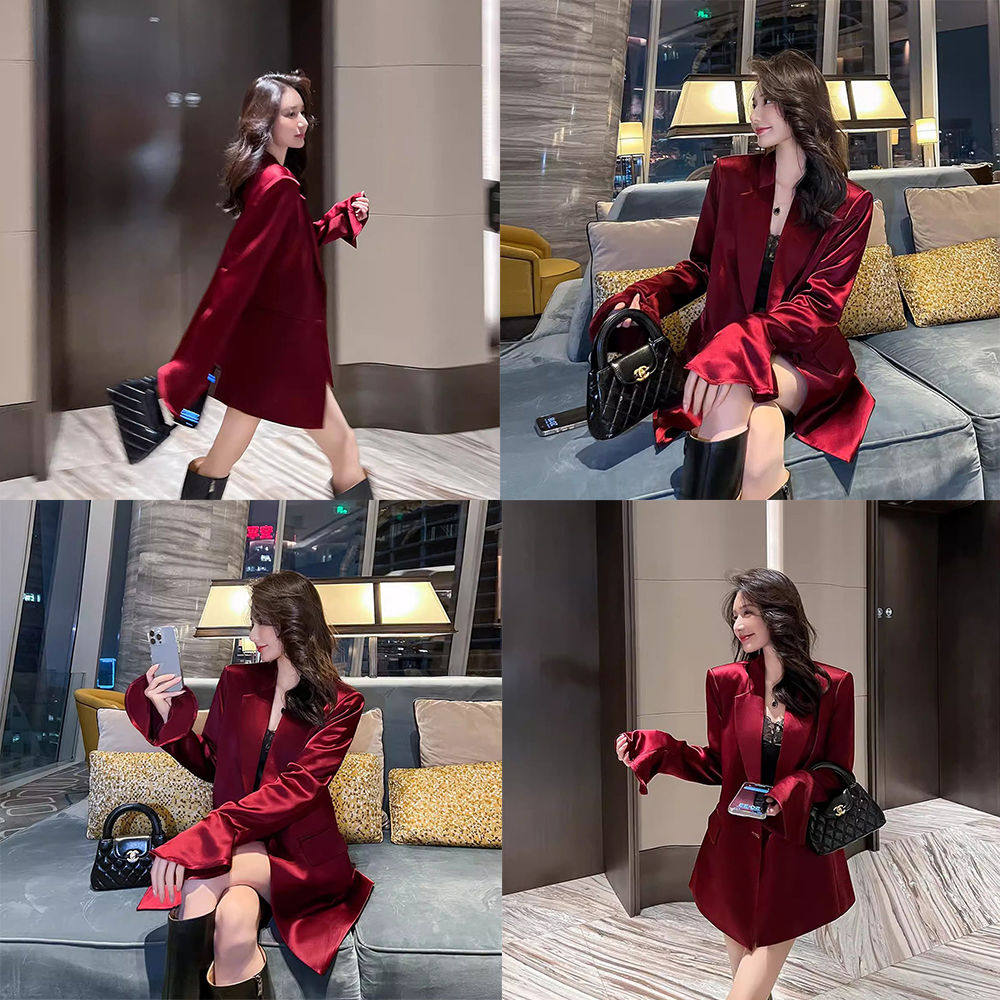 高端轻奢醋酸西装外套女