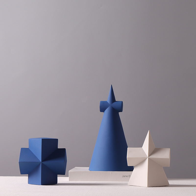 北欧极简几何体摆件创意家居客厅酒柜样板间桌面星形陶瓷小装饰品