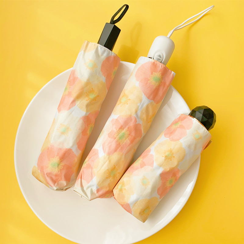 自动雨伞女生晴雨两用小巧摺叠遮阳伞遮阳伞防晒抗UV加固抗风