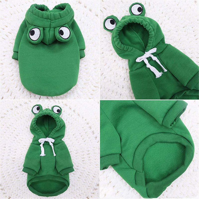 Dog Hoodie- Dog Basic Sweater Coat Cute Frog Shape Warm Wint