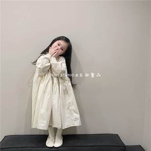 木西童品2023春韩国女童洋气森系连衣裙女宝宝可爱复古两面穿长裙