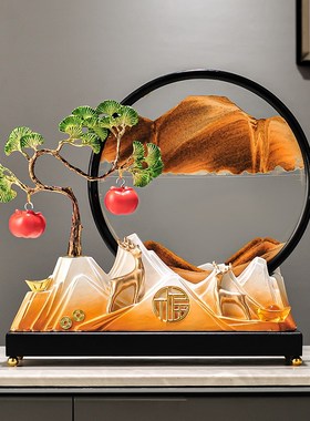 新中式玄关摆件流沙画办公室柿柿如意装饰客厅茶室禅意高端工艺品