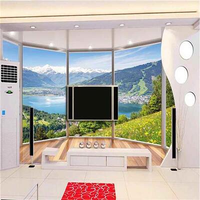 beibehang Wallpaper 3D Balcony Snowy Lake Landscape Backgr