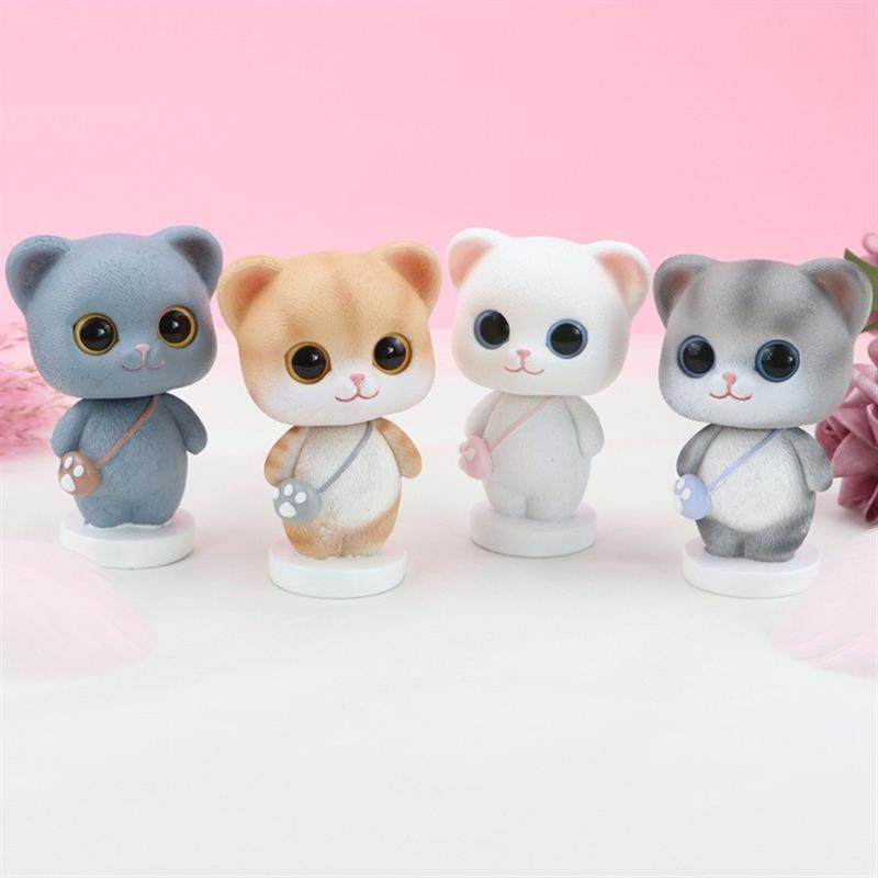 新品2023新款韩版网红可爱少女心摇头猫汽车车内装饰摆件烘焙蛋糕