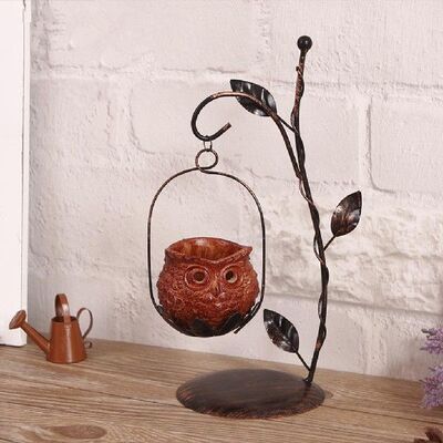 好货Iron Owl Candle Holder Centerpiece Bowl Decor Romantic