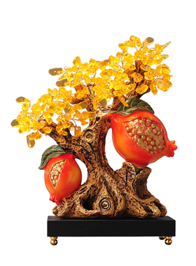 极速招财石榴多子多福黄水晶发财树博古架玄关装饰品摆件乔迁新居