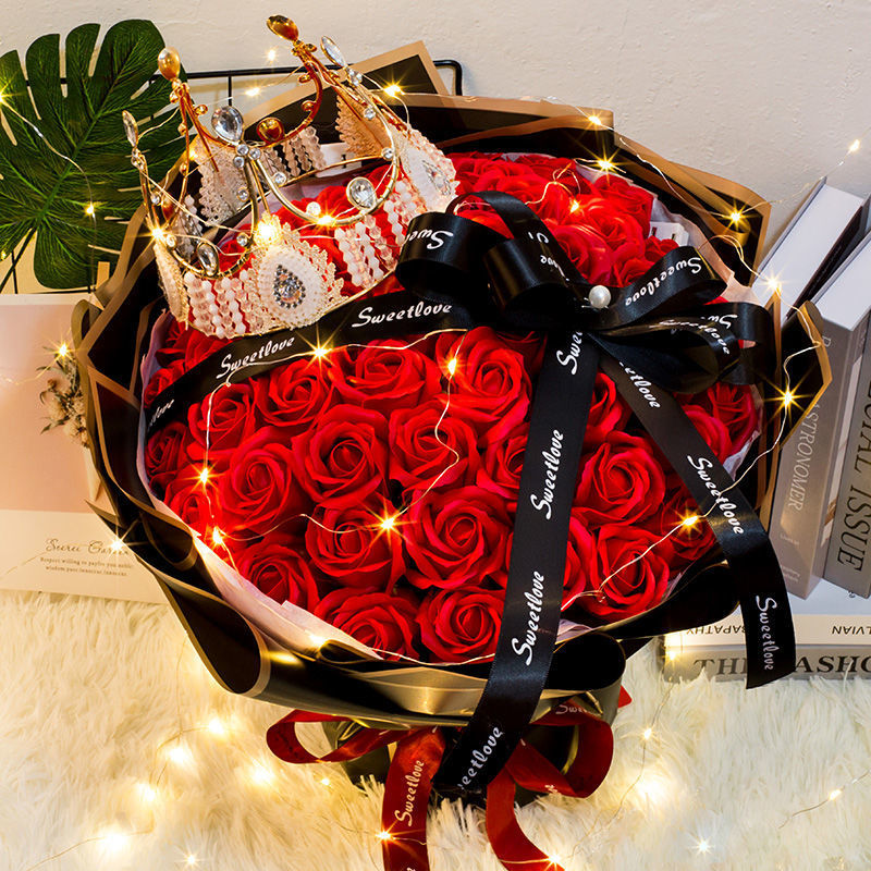 99朵玫瑰花束送女朋友老婆闺蜜浪漫永生香皂花生日520情人节礼物