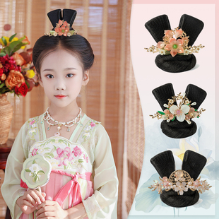 儿童汉服假发古典舞敦煌舞汉唐舞头饰汉唐古风假发飞天造型发髻