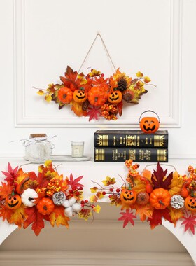 2X Autumn Door Hanging Pumpkin Maples Thanks giving fall
