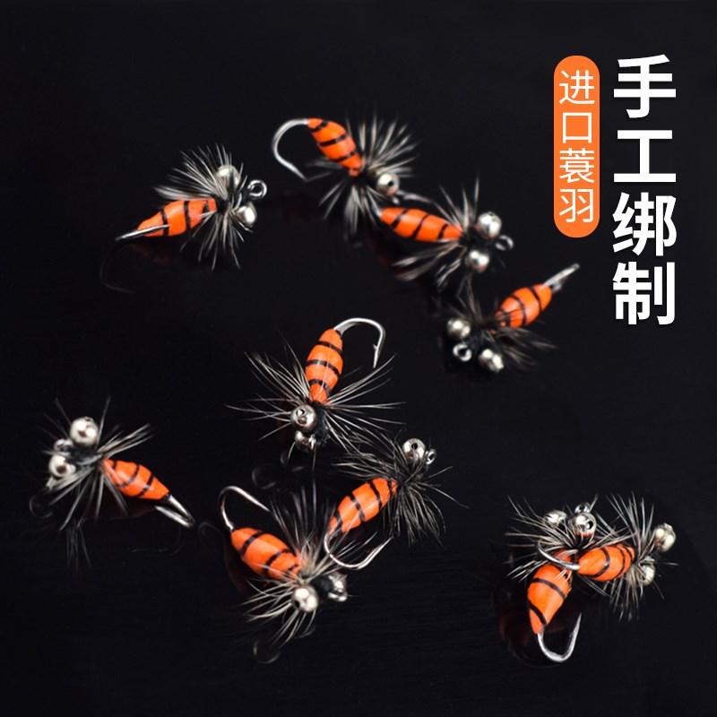 新款二代毒蚊爆连蚊格里菲斯绑蓑羽微物仿生羽毛钩马口白条飞蝇钩