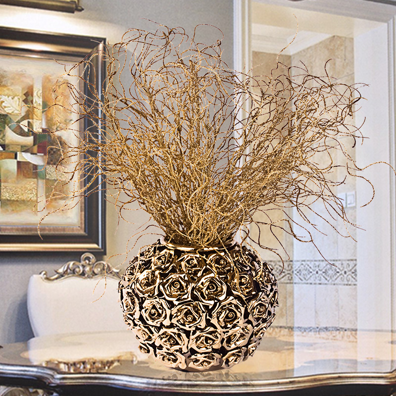 美式家居装饰品摆件创意陶瓷玫瑰花瓶工艺品客厅电视柜艺术品摆设