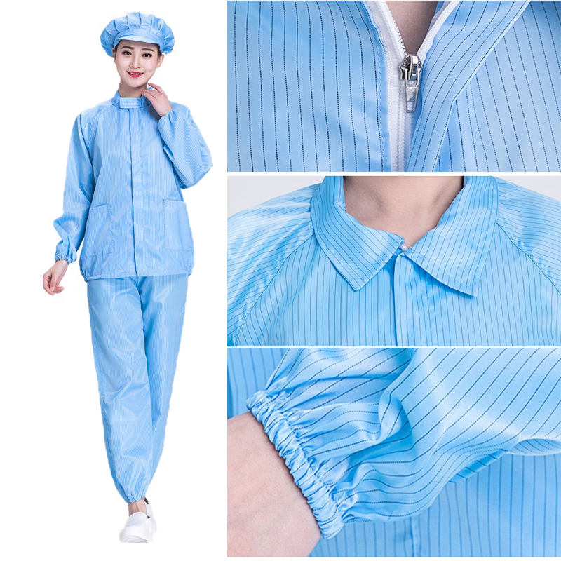 分体防尘工作服静电无尘衣服短款上衣蓝白色防护服电子厂男女套装