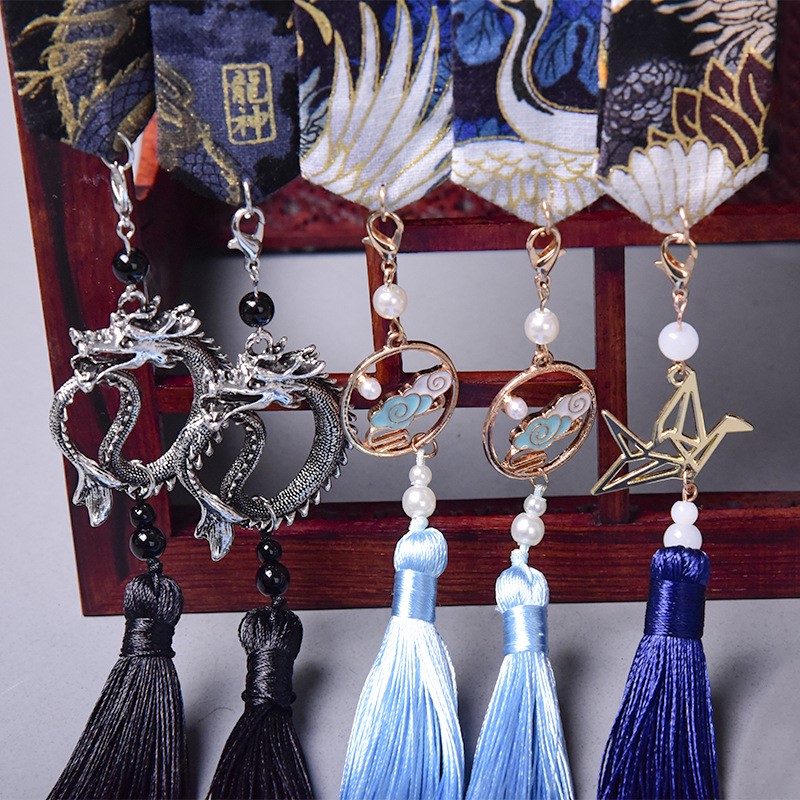 汉服束发带男童抹额头绳古风龙纹丝带流苏飘带仙鹤发饰明制头饰女