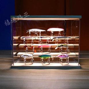 路亚假饵硬饵软虫饵米诺鱼渔轮水滴轮卷线器展示柜钓具盒收纳收藏