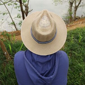 男防晒竹编大沿帽春夏天款男士草帽西部牛仔帽礼帽帽子遮阳帽海边