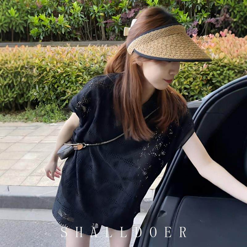 镂空蕾丝短袖t恤女短裤套装夏季2026夏装新款搭配薄款上衣一整套