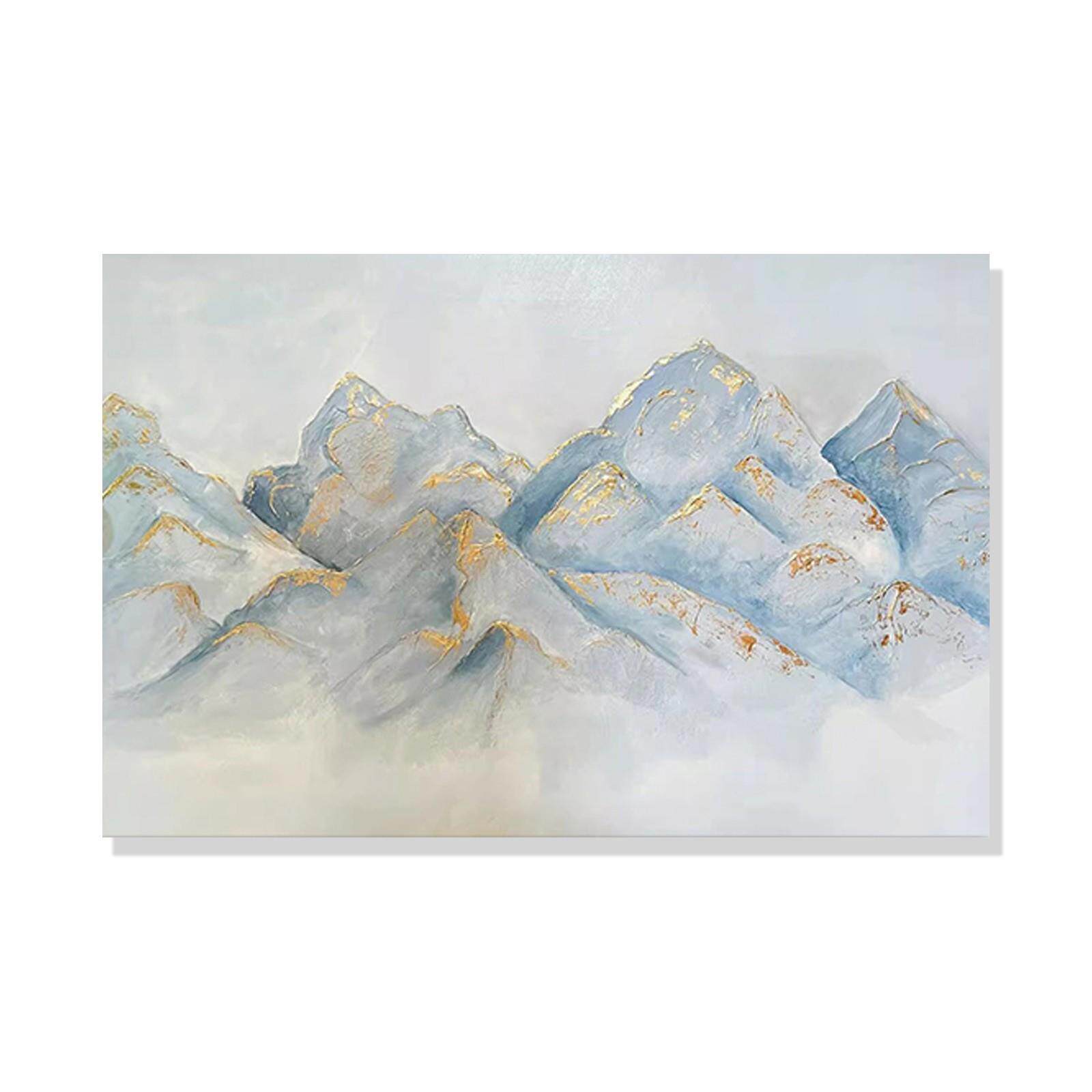 《群山染金》大芬村肌理感客厅装饰画日照金山风景艺术感玄关挂画