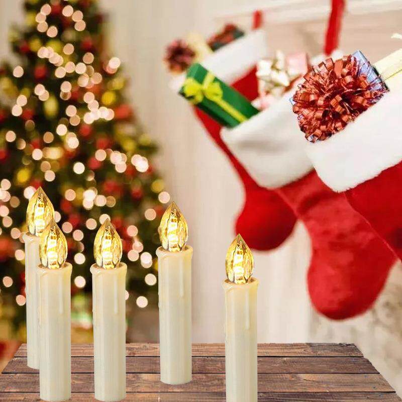LED电子蜡烛灯10cm暖灯仿真遥控定时电池蜡烛圣诞树派对家居装饰