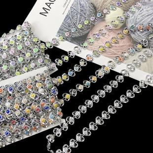 现货新款 辅料花边lace 苗族手缝爱心镶钻辅料链条舞蹈边配饰服装