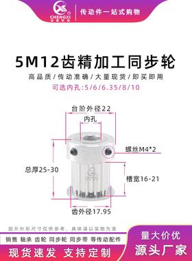 精加工带台同步轮5M12齿KF型大台阶皮带轮齿外径17.95槽宽16/21