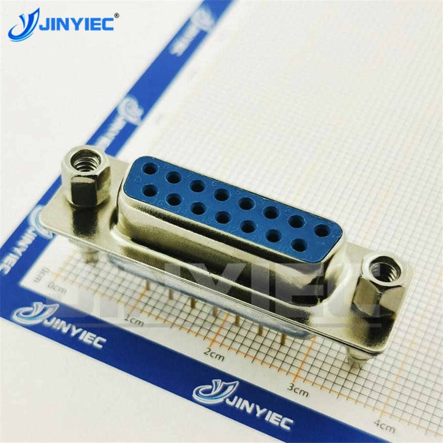 DP15针铆鱼叉 母头 直脚焊板式 叉锁螺丝蓝 串口插座RS232头(2只)