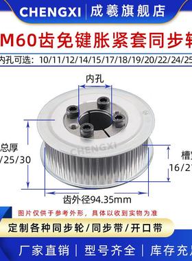 免键涨紧套同步轮5M60齿 槽宽16/21/26 内孔10-25齿外径94.35带轮