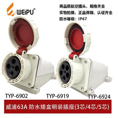 威浦TYP6902-6919-6924插座明装63A3P4芯5P防水连接器IP67工业插