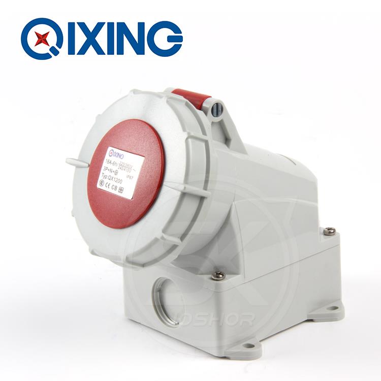 5眼16A墙壁工业明装插座QX1200 IP67防水防尘工业插座插头 3P+N+E