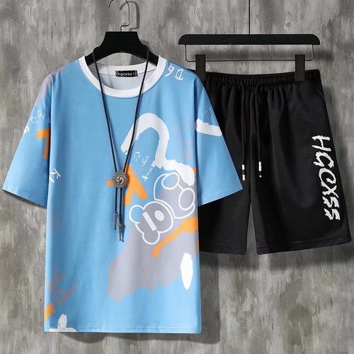 Summer Mens Sets Korean Fashion Tracksuit Men Setwear Casua