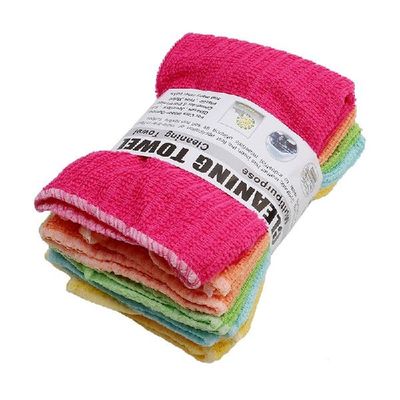 5pcs/pack High Efficient Anti-grease Color Dish Cloth Fiber