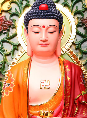 唐三彩西方三圣树脂佛像 阿弥陀佛 观音菩萨家居供奉工艺品摆件