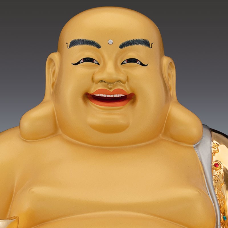 珐琅鎏金纯铜弥勒佛佛像供奉家用笑佛大肚弥勒佛菩萨神像招财摆件