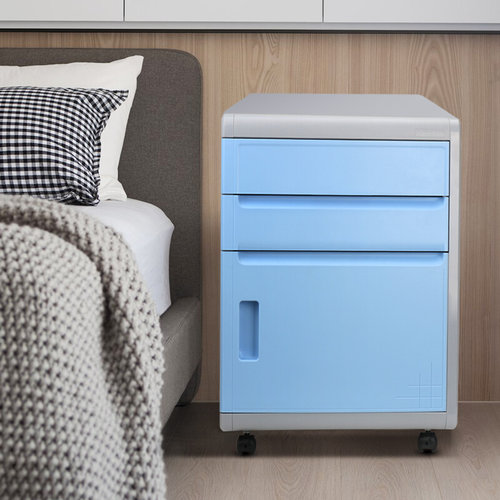 办公桌下柜移动文件柜床头抽屉储物柜活动柜塑料带密码锁收纳柜子